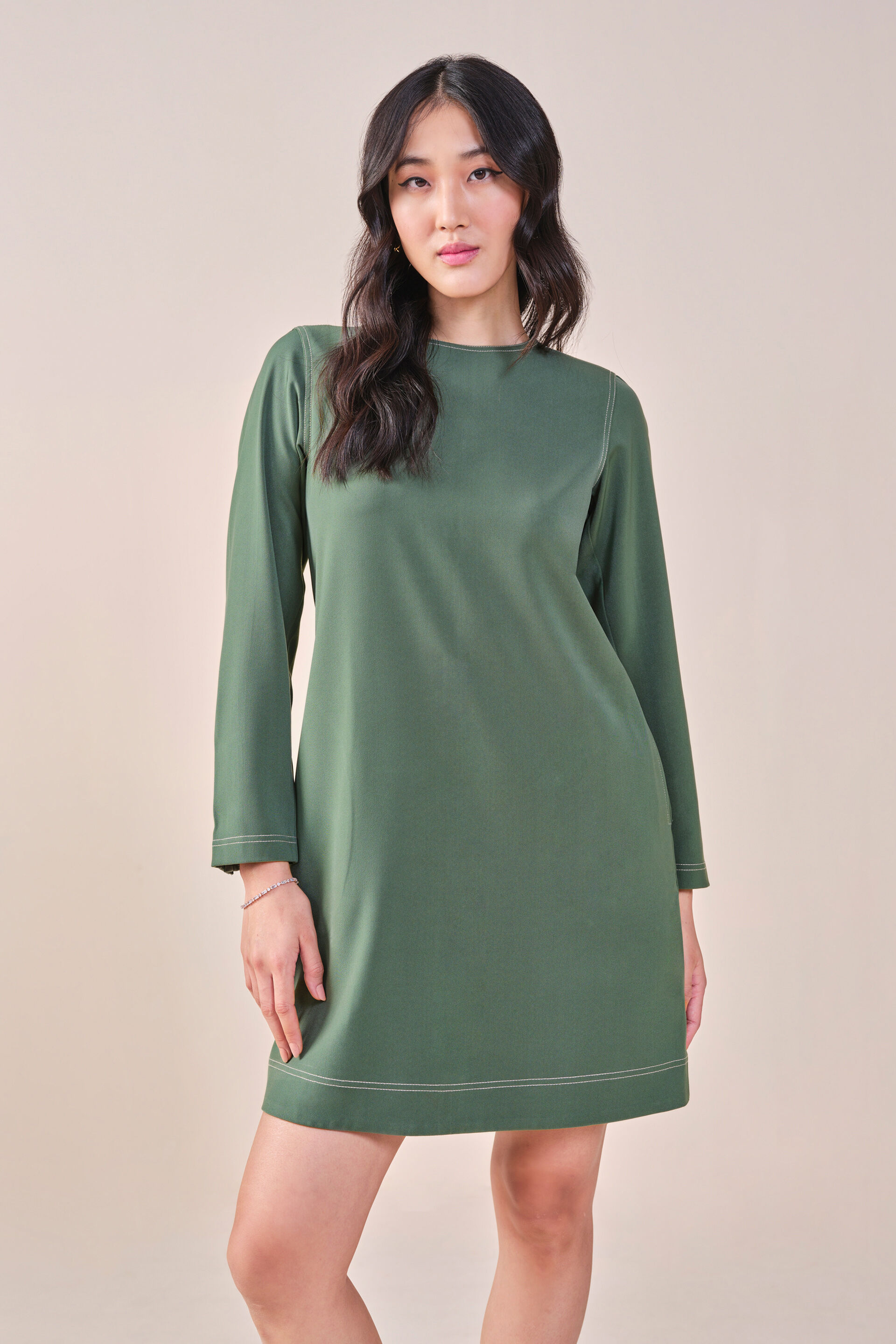Tasha Solid Dress, Green, image 2